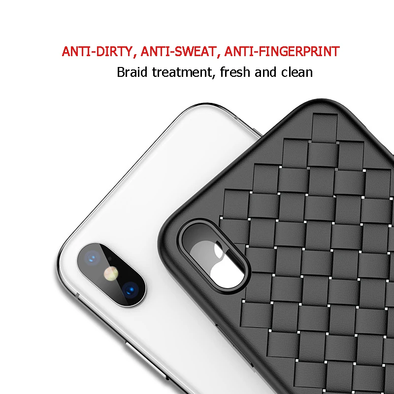 iONCT Luxury Weave breathable Soft Silicon case For iphone 6 case iphone 7 case Full cover For iphone 6s 8 plus X Phone Case