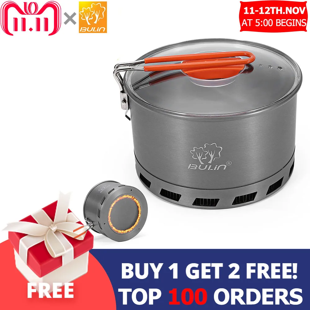 BULIN S2500 2.1L Camping Heat Exchanger Pot Foldable 2 3 Person