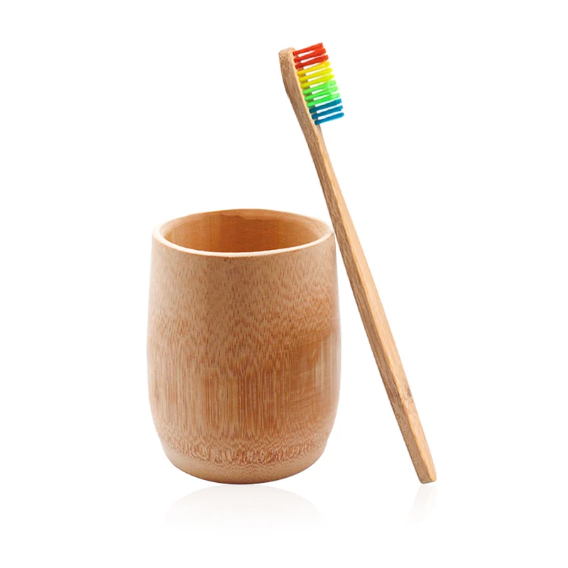 

Green Natural Pure Handmade Bamboo Toothbrush Eco-friendly Soft Bristle Adult Bamboo Toothbrush with Bamboo Cup