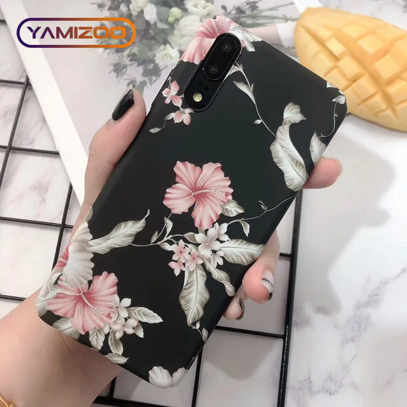 YAMIZOO P20 Pro Чехол для Huawei Lite жесткий чехол с цветами на мраморных пластиковых чехлах