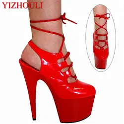 17 см пикантные Вечерние Сандалии агента распродажа товаров на комиссионной основе, модель T показа обувь Сексуальная Красная звезда Обувь