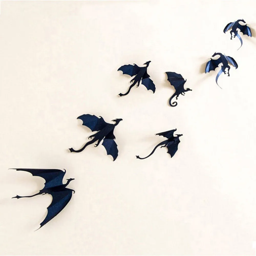 7 шт. 3D Игра престолов летающий дракон наклейка на стене на Хэллоуин гостиная ПВХ летучая мышь Наклейка на стену съемные обои домашний Декор# YJ