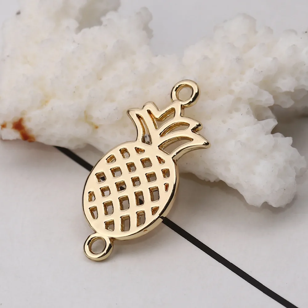 

DoreenBeads Zinc Based Alloy Connectors Pineapple/ Ananas Fruit Gold Silver Jewelry Accessories 26mm(1") x 13mm( 4/8"), 20 PCs