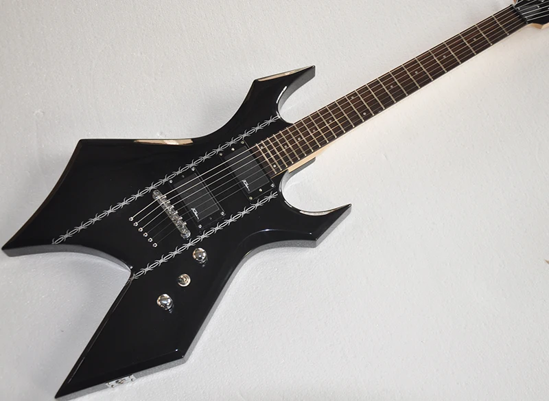Factory custom Real Original Black string-thru-body electric guitar with Chrome hardware,rosewood fingerboard,can be changed