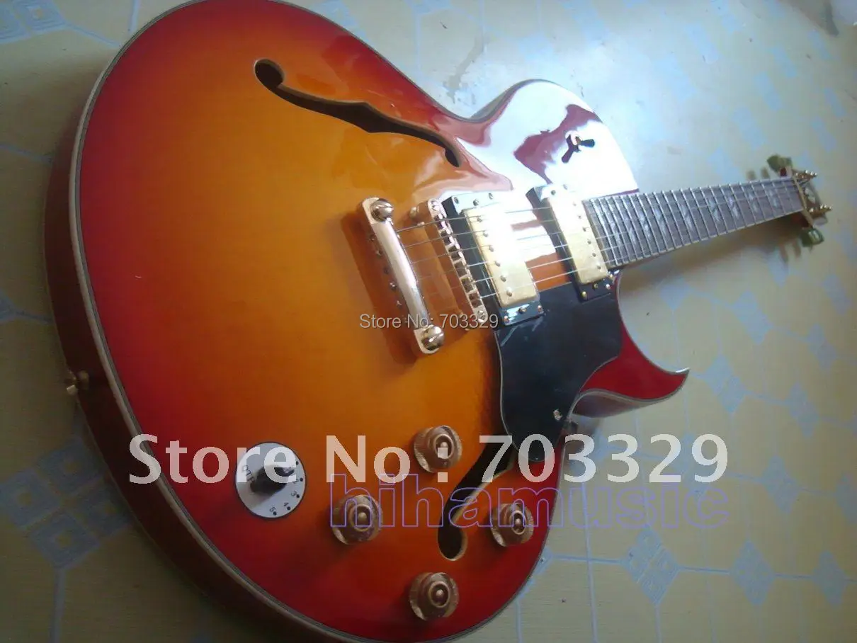

BBKing electric JAZZ guitar ES137 extra volume contol knob 2 jacks BBK cherry sunburst CS free shipping golden hardwares es175