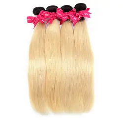 Сияющие волосы Омбре блонд бразильские прямые волосы 100% Remy человеческие волосы переплетения пучки цвет T #1B/#613 темные корни бесплатная