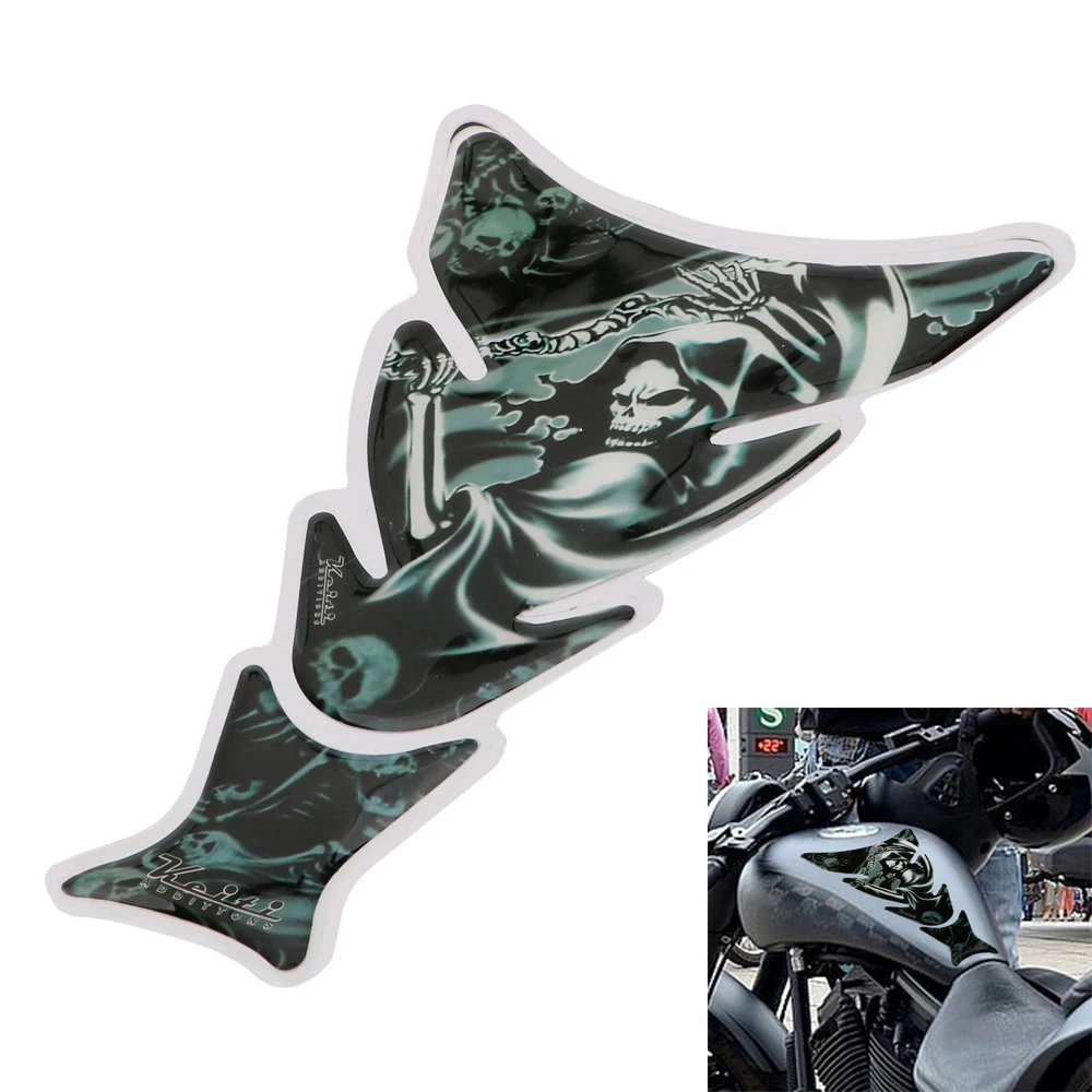 

Moto Stickers Rubber Skull 3D Motorcycle Decal Fuel Tank Pad Protector Funny Decoration Car Sticker Motorcycle Accessories