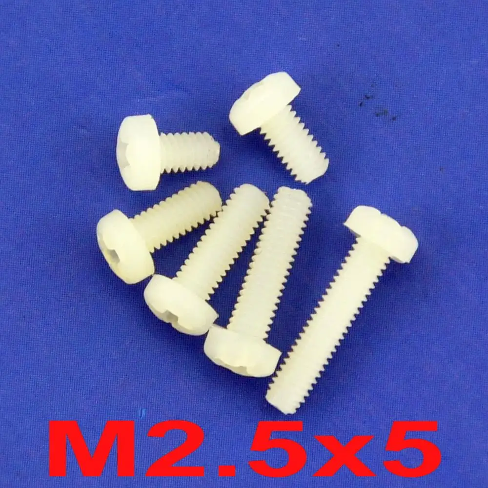 

(100 pcs/lot ) Metric M2.5 x 5mm Nylon Phillips Pan-Header Screw.