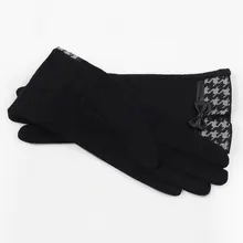 Miya Mona, модные женские классические черные кашемировые перчатки, зимние теплые винтажные варежки с бантом, перчатки на полный палец, случайный стиль