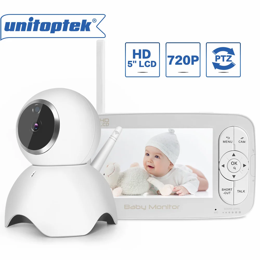 720P Baby Monitor Pan Tilt Wireless Camera 5'' Display Invisible IR Night Vision Crying Detection Temperature Alert Babysitter 720P Baby Monitor Pan Tilt Wireless Camera 5'' Display Invisible IR Night Vision Crying Detection Temperature Alert Babysitter