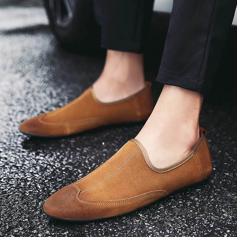 mens suede leather loafers shoes luxury brand italian male footwear shoes adult elegant slip on pointed toe oxford shoes for men (19)
