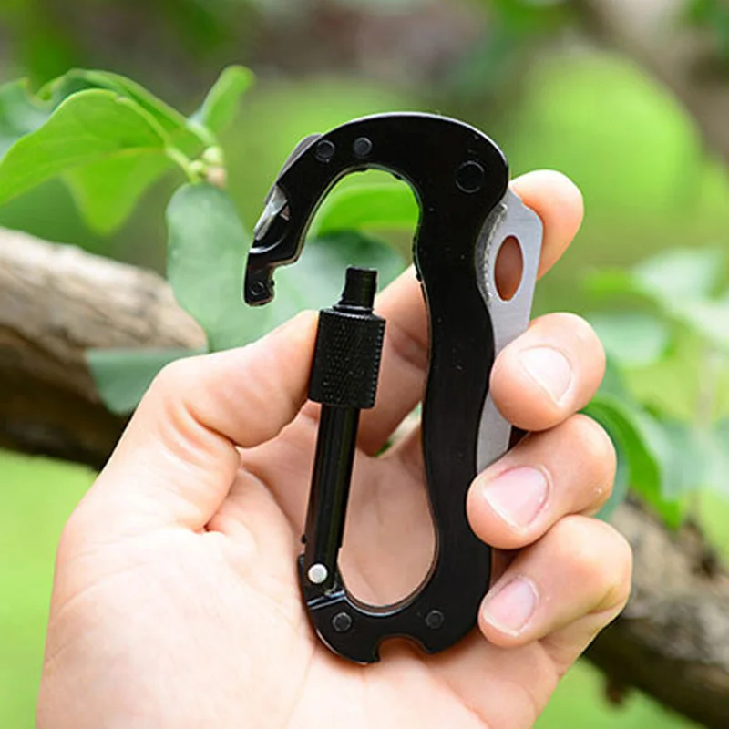 Outdoor متعددة 5 في 1 الإفراج السريع المشي تسلق العتاد سكين أداة مفك تسلق هوك المفاتيح طوي سكين