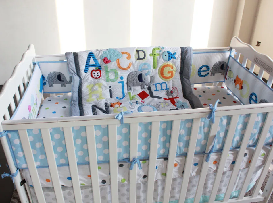 Promotion 7pcs Baby Bedding Set English Alphabet Per Crib 7pcs Baby Bedding Set English Alphabet Per Crib Include Duvet Bed Cover Skirt In Sets From Mother Kids On