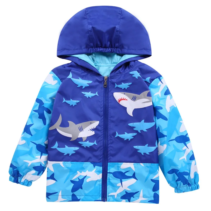 

Boys RainCoat Boys Jacket Autumn Kids Coats Cartoon Shark Hooded jacket For Boys Kids Clothes Waterproof Children Clothing