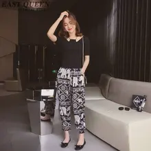women’s fashion 2017 summer boho pants elephant print women summer pants elastic waist women sweatpants pleated capris NN0217 YQ