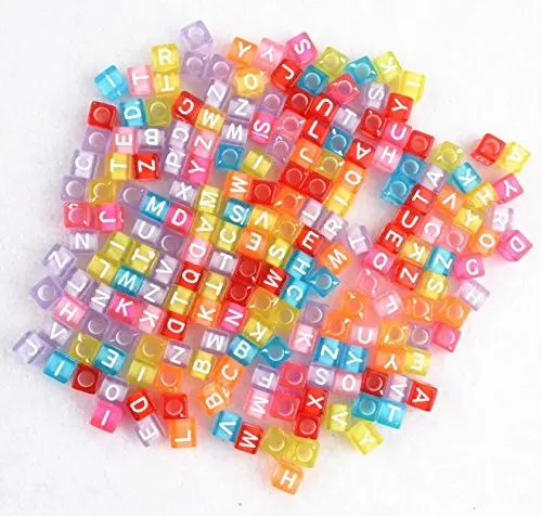 

500 Pcs Acrylic Letter Beads Multicolor Alphabet Beads with Letters, "A-Z" Cube Beads for DIY Bracelets Necklaces Handmade