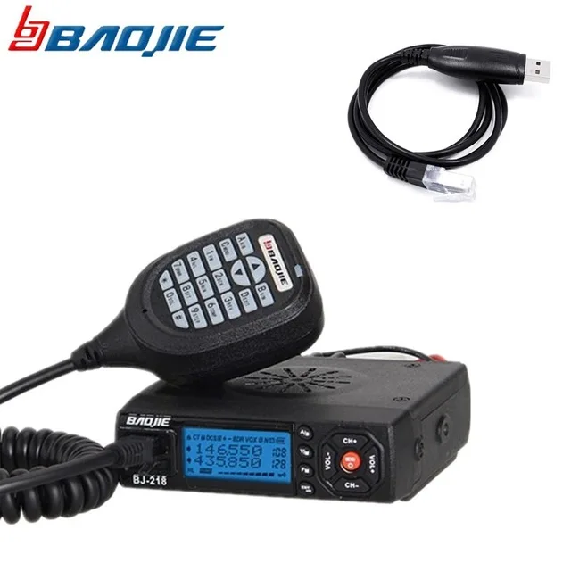 BAOJIE BJ-218 мини-автомобиль Walkie Talkie 10 км 25 Вт двухдиапазонный VHF/UHF 136-174 МГц 400-470 МГц 128CH мобильное радио автомобильный радиоприемопередатчик - Цвет: add usb cable