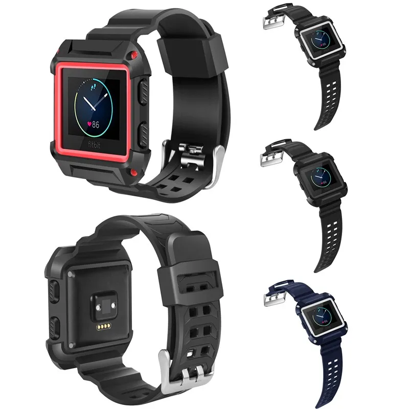 Силиконовый резиновый ремешок для часов Fitbit Blaze большой ударопрочный тонкий
