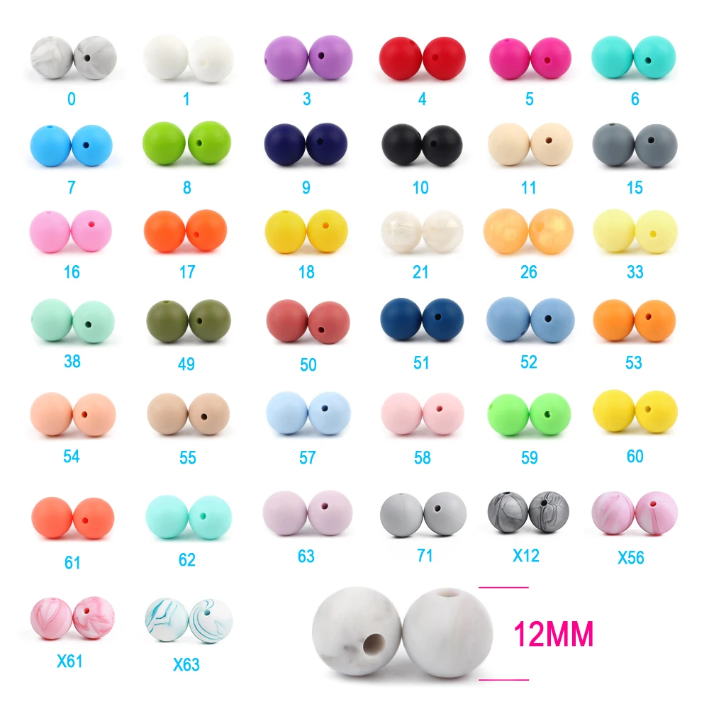 Redondo Silicone Contas 9mm 12mm 15mm 19mm Bebê Dentição Colar Faça Você Mesmo Pingente Grau Alimentício Mordedor * 500pc 5 15mm 19mm bebê dentição colar diy bebê