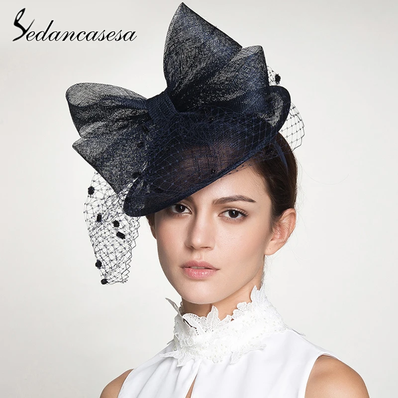 Sedancasesa Lady Black Headwear Sinamay Fascinator Hats Women Handmade