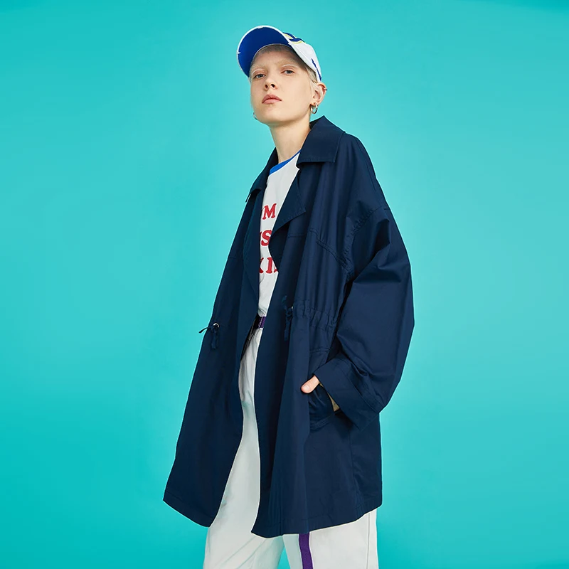 Toyouth осень свободные Chic короткий Тренч для Для женщин стильные Повседневное