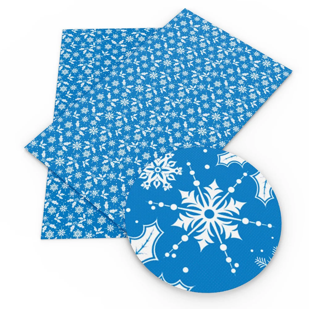 

David accessories 20*34cm Dear New Year Snow Printed Synthetic Leather For Hair Bow DIY Projects Wallet Handbag Shoes,1Yc4893