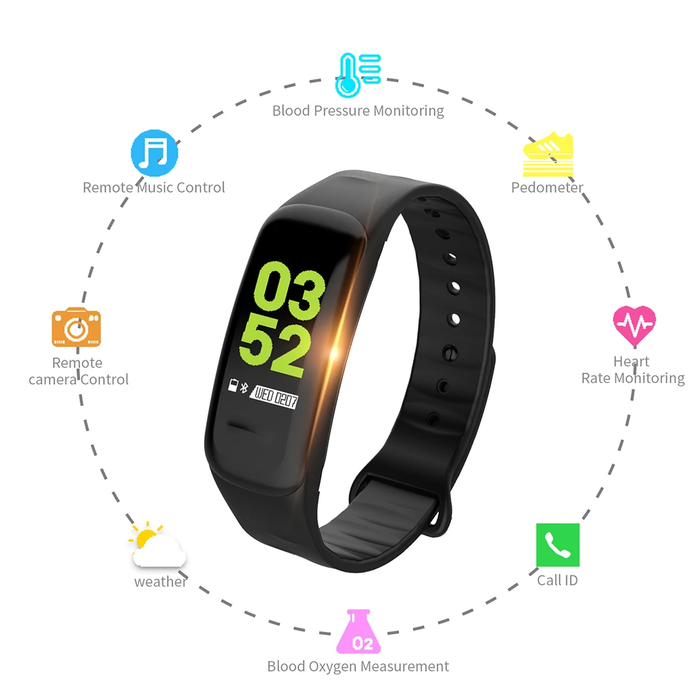 C1 Plus Bluetooth Color Screen Smart Bracelet Blood Pressure Smart Band Heart Rate Monitor Fitness  - 32907036997