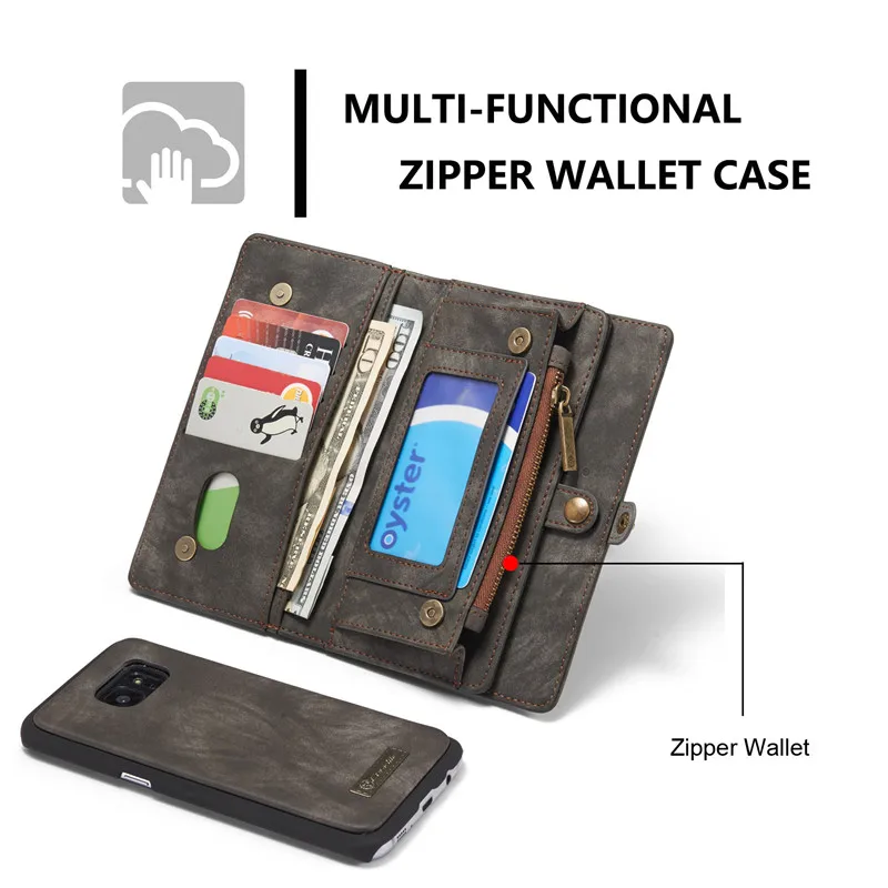 Separable Wallet Cover For Samsung Galaxy S7 Edge Case Multi Card Slot Genuine Leather Case For Samsung Galaxy S7 Edge Cover