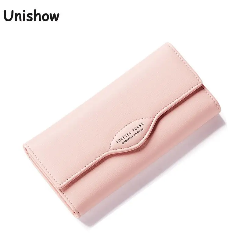 Unishow Простые Длинные женские кошельки бренд женский кошелек Элегантный женский PU кожаный вместительные бумажники кошелек леди Carteira Feminina
