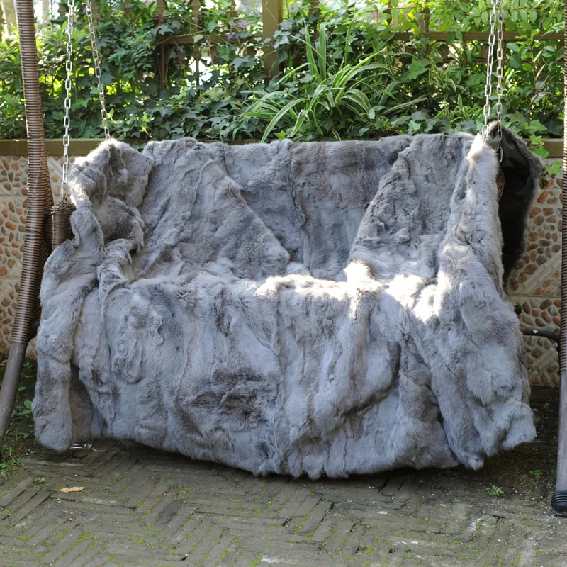 

CX-D-12R 200x240cm Custom Made Real Rabbit Fur Area Rug ~DROP SHIPPING