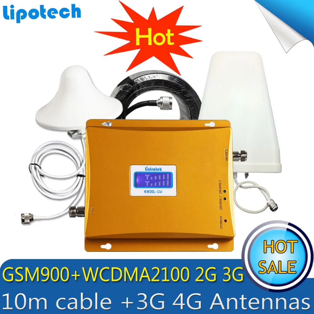 Lintratek 10 м кабель набор 3g WCDMA 900 мГц GSM 2100 мГц двухдиапазонный мобильный телефон усилитель сигнала GSM повторитель сигнала 3g 4G антенны - изображение