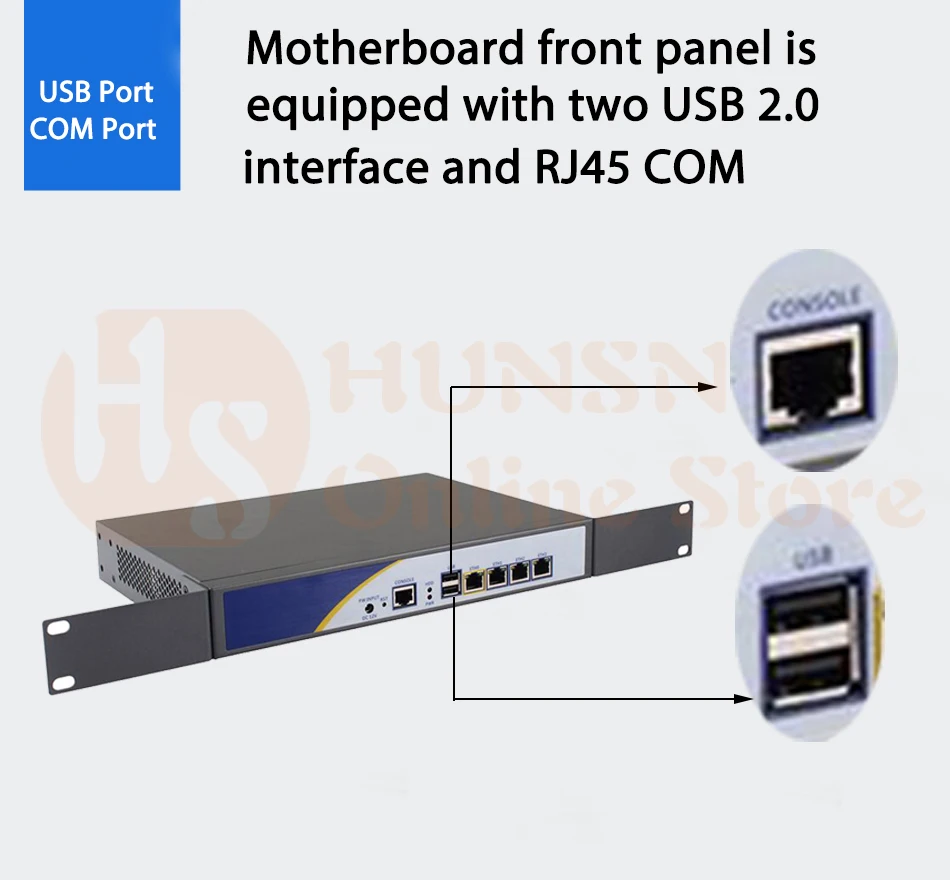 Брандмауэр Mikrotik Pfsense сети VPN Security Appliance маршрутизатора ПК Intel Atom D525, [HUNSN RS01], (4LAN/2USB2. 0/1COM/1VGA/вентилятор)