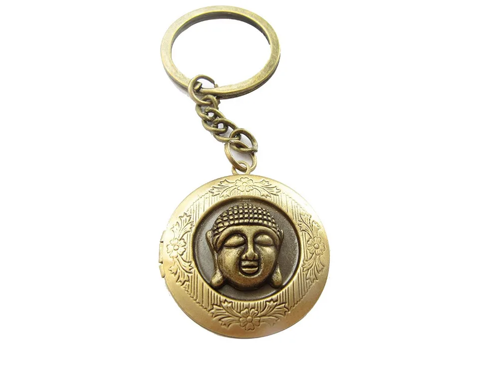2pcs Wholesale Bronze Buddha locket keychain,Buddhism,Yoga keychain