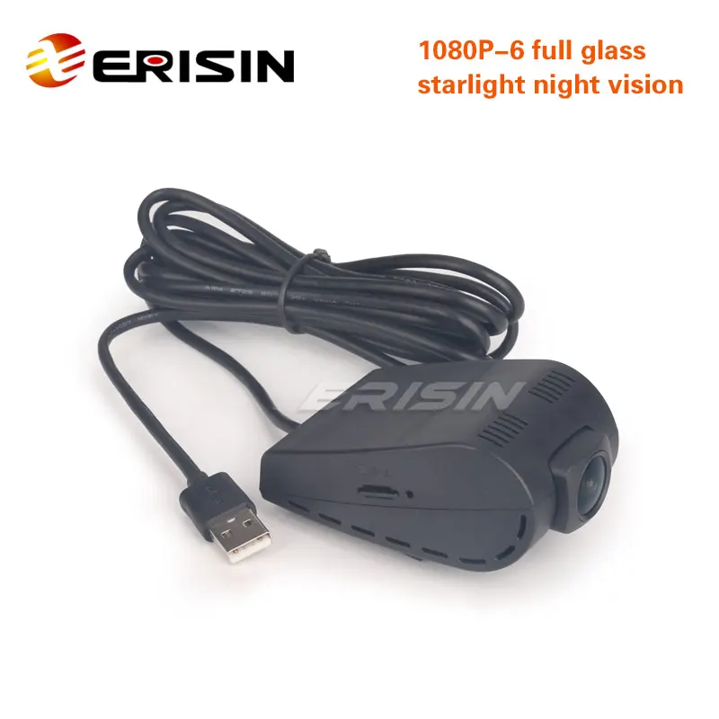 Erisin ES650 USB камера DVR со слотом для карт 1080P-6 Полный стеклянный звездный свет; ночное зрение Поддержка Android 8,0 и выше