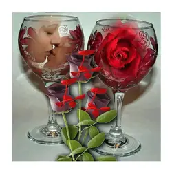 Картины полный квадратный дрель DIY романтический любовник бокал вина и Роза Алмазная вышивка ручной работы распродажа Картины Мозаика