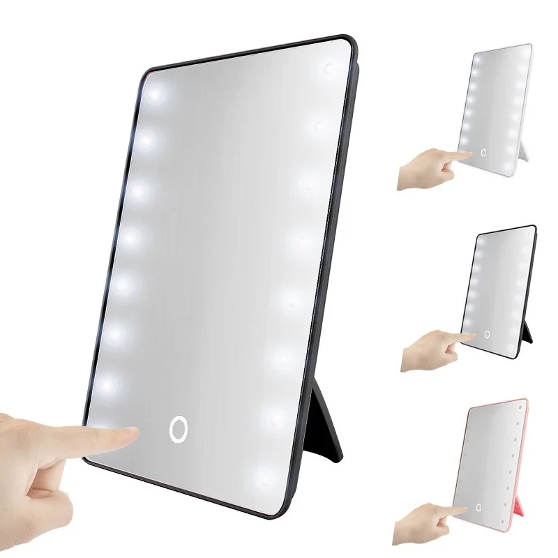 

1pcs Makeup Mirror with16 LED Vanity Mirror with Touch Dimmer Switch Battery Powered Bracket for Desktop Bathroom Bedroom Travel