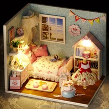 Тип ручной работы деревянный кукольный домик миниатюрная мебель ремесло Подарочный дом модель комплект подарок на день рождения игрушка для детей