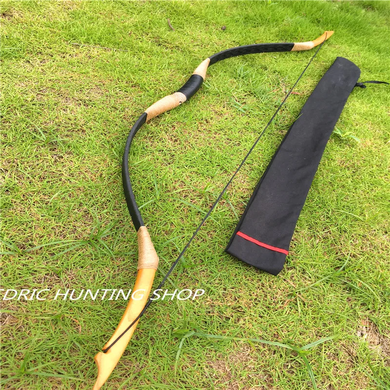 

The Traditional China Recurve Bow 20-60Lbs Longbow Black Pigskin Outdoor Archery Hunting