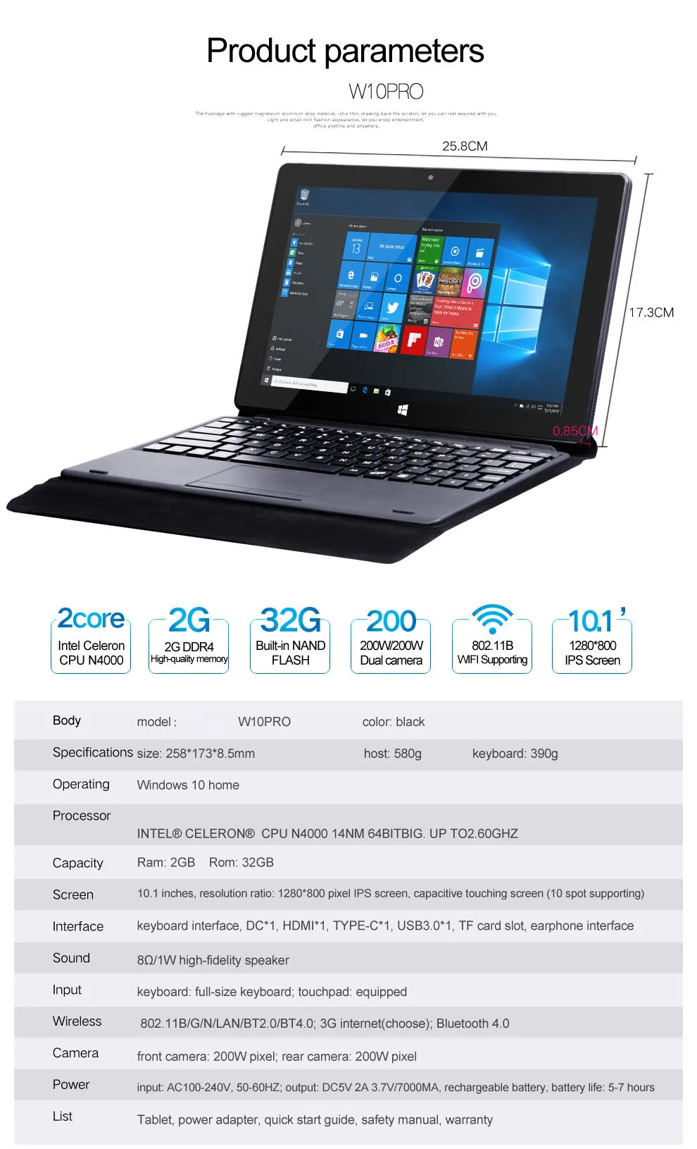New 10.1 inch Gaming Laptop 4GB RAM 64GB ROM 2in1 Tablet PC Intel Celeron N4000 4M Cache Windows10 TF Card Type-C with keyboard New 10.1 inch Gaming Laptop 4GB RAM 64GB ROM 2in1 Tablet PC Intel Celeron N4000 4M Cache Windows10 TF Card Type-C with keyboard