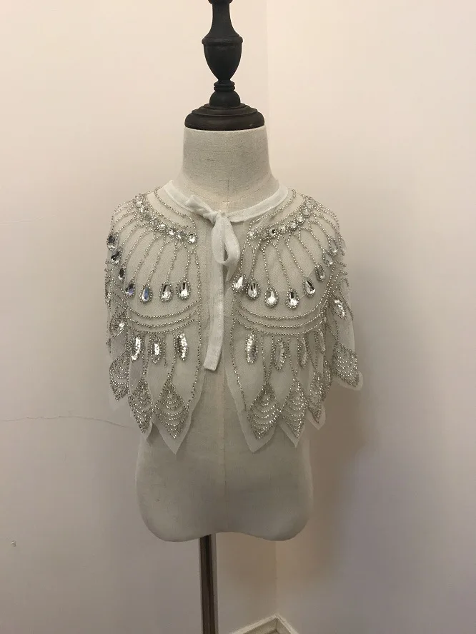 

Beading Crystal Mesh Waistcoat Princess Party Baby Girls bling Outwear Kids Clothes For Summer Spring Children's sun capes