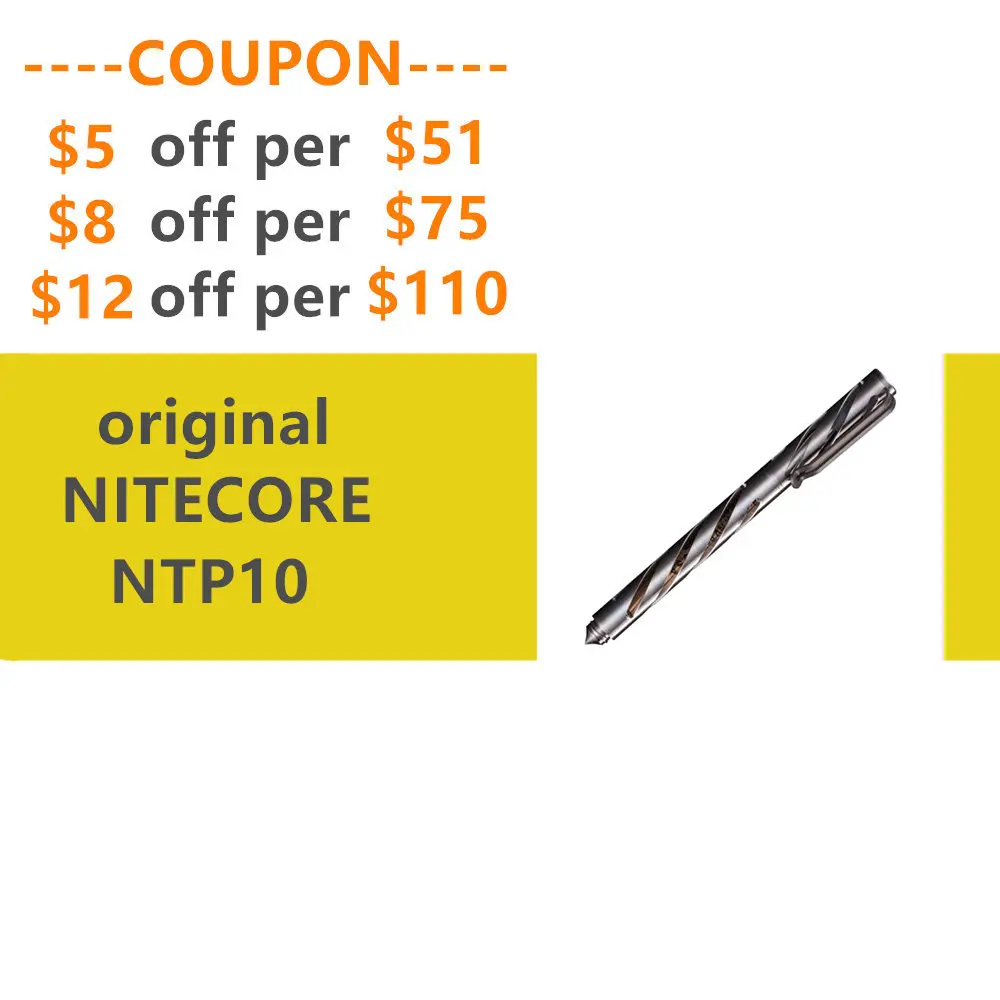 

Nitecore NTP10 Titanium Tactical Pen Hallow Carve Body Tungsten Steeel Tapered Tip+Matt Aluminum Alloy Pen Case Difesa Tool