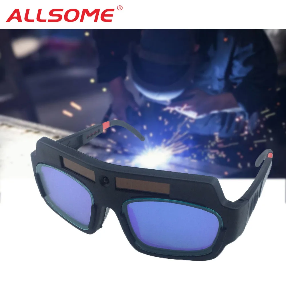 

ALLSOME Solar Powered Auto Darkening Welding Mask Helmet Goggle Welder Glasses Arc PC Lens Great Goggles For Welding Protection