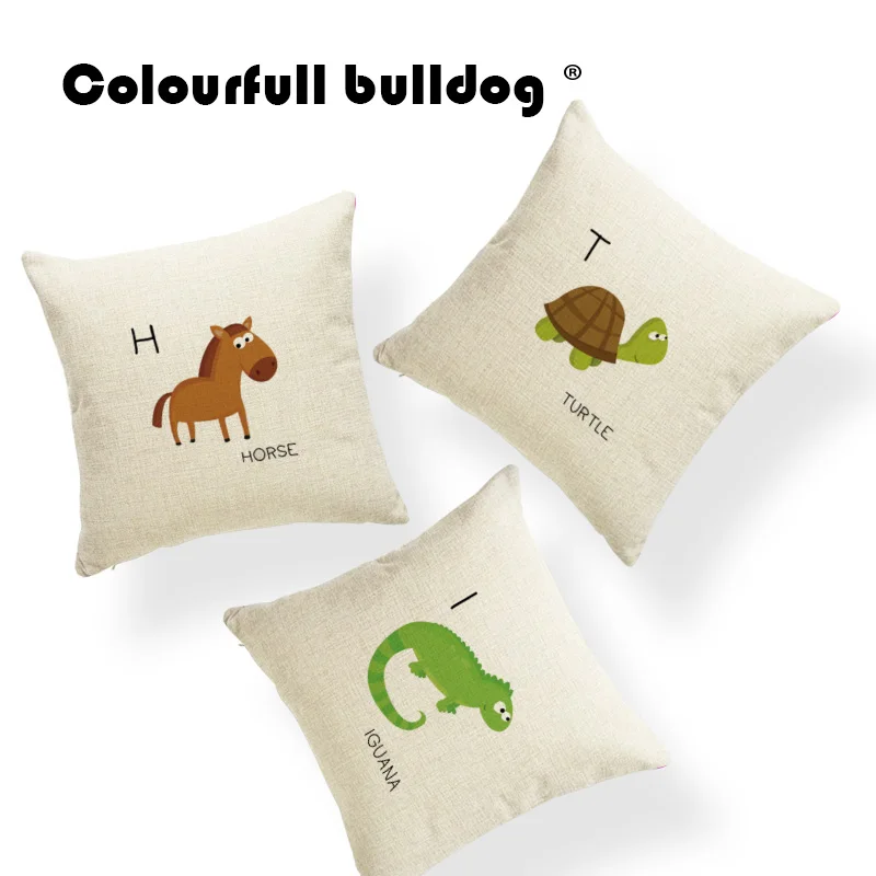 

Turtle Whale Shrimp Cushion Cover Bird Pillow Covers Kids Learn Letters Giraffe Pillow With Cover Koala Starfish Small Linen