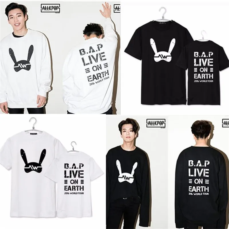 K ポップk Pop K Pop Bap 16世界コンサートツアー新しいファッションシャツクラシックブラックホワイトコットンソリッドショートスリーブ T Bap Tシャツ Fashion T Shirt T Shirt Fashionfashion T Shirt Aliexpress