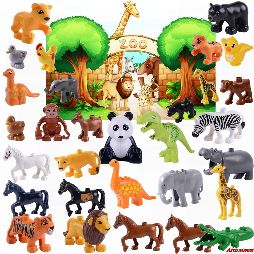 

Legoing Elephant Animals Duplo Enlighten Bricks Horse Panda Dinosaur Toys Children Birthday Gifts Baby Infant Educational Blocks