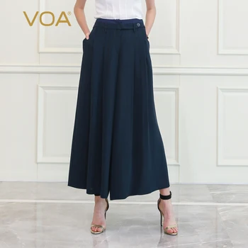 

VOA Wide Leg Palazzo Pants Women Silk Broeken Mori Girl Office Ladies Trousers Casual Pantalon Femme mujer Loose spodnie K828