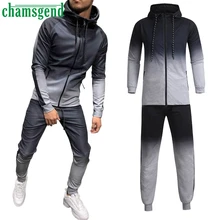 Chamsgend размера плюс Модные мужские повседневные комплекты осень зима Packwork с принтом Толстовка Топ Брюки наборы спортивный костюм мужской#40