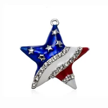 Флаг США горный хрусталь звезды кулон Талисманы Отечественной 4th июля День Независимости ювелирных