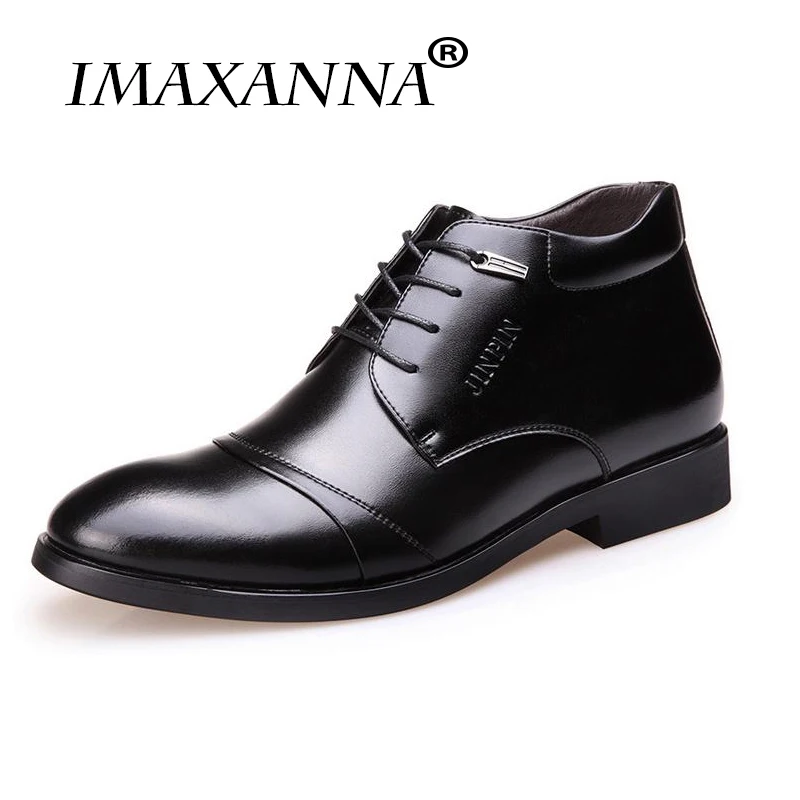 

IMAXANNA 2018 New Designer Men Boots Microfiber Men Winter Shoes Wool Inside Warm Snow Shoes Black Man Leather Ankle Boots
