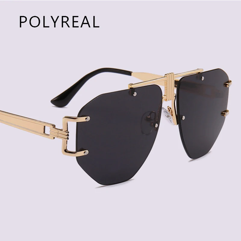 POLYREAL 2019 New Brand Designer Rimless Sunglasses Men Women Luxury